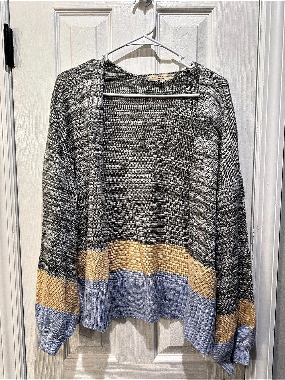 LA Hearts Color Block Cardigan in Gray & Blue
